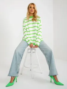 Light green and ecru striped oversize sweater from RUE PARIS