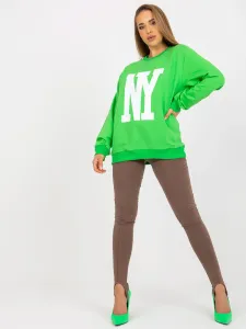 Light green sweatshirt with print without hood