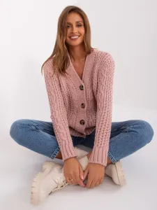 Light pink cardigan with cables