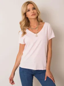 Light pink cotton V-neck T-shirt