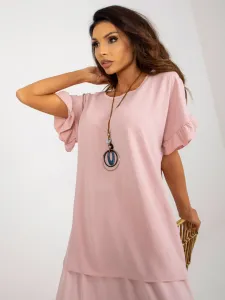 Light pink oversize blouse with short sleeves
