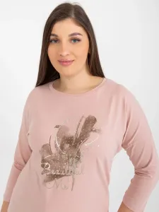 Light pink women's blouse plus size with inscription