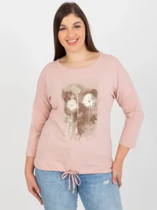Light pink women's blouse plus size with patches