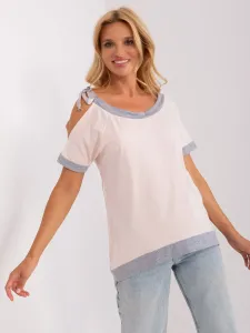 Light pink women's blouse with short sleeves