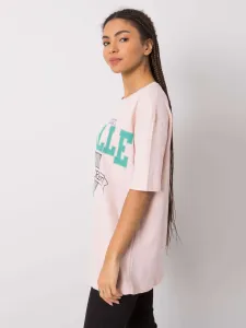 Light pink women's T-shirt with print Margaret RUE PARIS #4751408