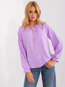 Light purple loose formal blouse with chain