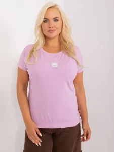 Light purple plus size blouse with applique