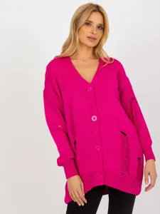 Loose fuchsia cardigan with holes from RUE PARIS