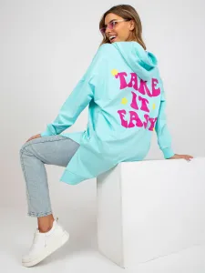 Mint and fuchsia sweatshirt with print on the back