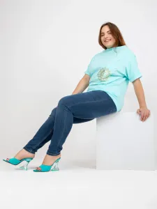 Mint blouse plus size with short sleeves #4800770