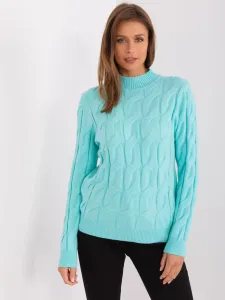 Mint cable knit sweater with cuffs