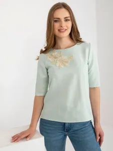 Mint formal blouse with short sleeves