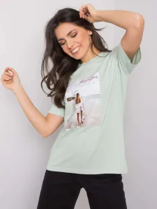 Mint T-shirt with application and print #4761757