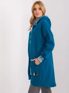 Navy Blue Oversize Zip-Up Sweatshirt