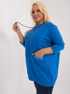 Navy blue plus size blouse with drawstrings