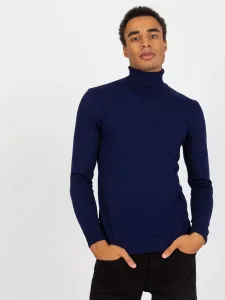 Navy blue viscose men's sweater with turtleneck LIWALI