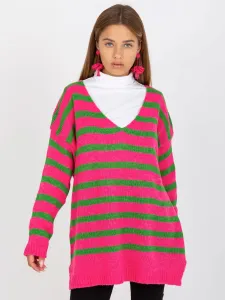 OCH BELLA pink and green striped oversize sweater
