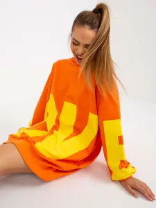 Orange and yellow hoodie with printed design