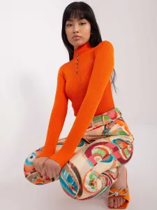 Orange fitted turtleneck blouse