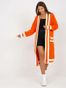 Orange long cardigan with pockets RUE PARIS