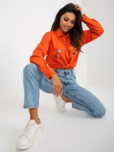 Orange shirt with print and collar