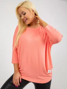 Peach blouse made of viscose fabric basic plus size
