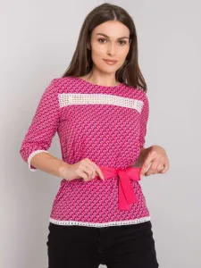 Pink blouse with colorful patterns