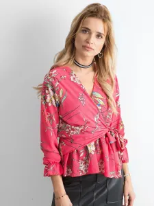 Pink floral blouse with tie