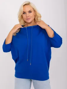 Plus size cobalt blue blouse with 3/4 sleeves