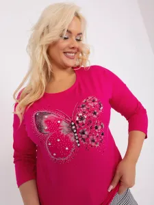 Plus-size fuchsia blouse with a glossy print