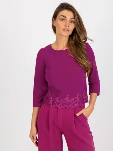 Purple short formal blouse with 3/4 sleeves