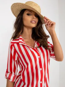 Red and white striped button-down shirt blouse #6307130