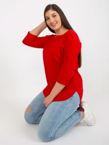 Red blouse with a basic plus neckline