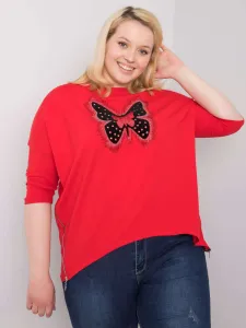 Red cotton blouse with application #4788517