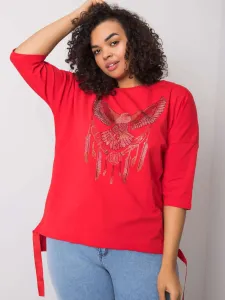 Red cotton blouse with patches