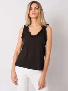 RUE PARIS Black cotton top