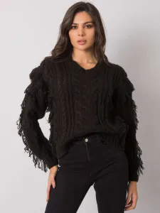 RUE PARIS Black sweater with fringe