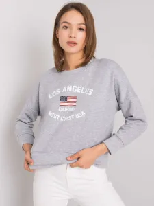 RUE PARIS Grey melange sweatshirt with print #4768447