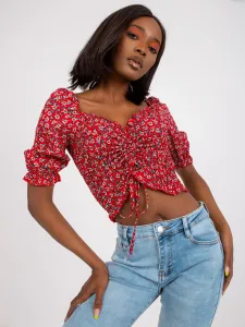 Short red blouse RUE PARIS with ruffles #5100236