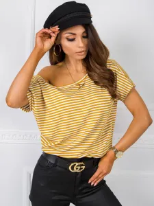 T-shirt RUE PARIS with white and mustard stripes