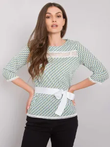 White and green blouse with colorful patterns #4823621