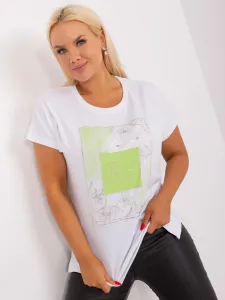 White and light green blouse plus size with application