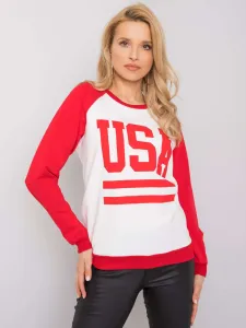 White and red sweatshirt with Samantha RUE PARIS print