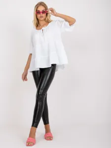 White casual blouse with ruffle OCH BELLA