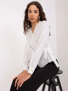 White formal blouse with a clutch neckline