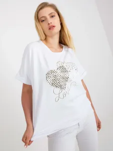 White loose T-shirt of larger size with print