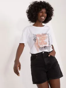 White T-shirt with appliqués and print