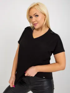 Women's black blouse plus size with short sleeves