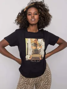 Women's black T-shirt with print
