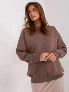 Women's brown basic sweatshirt with a round neckline